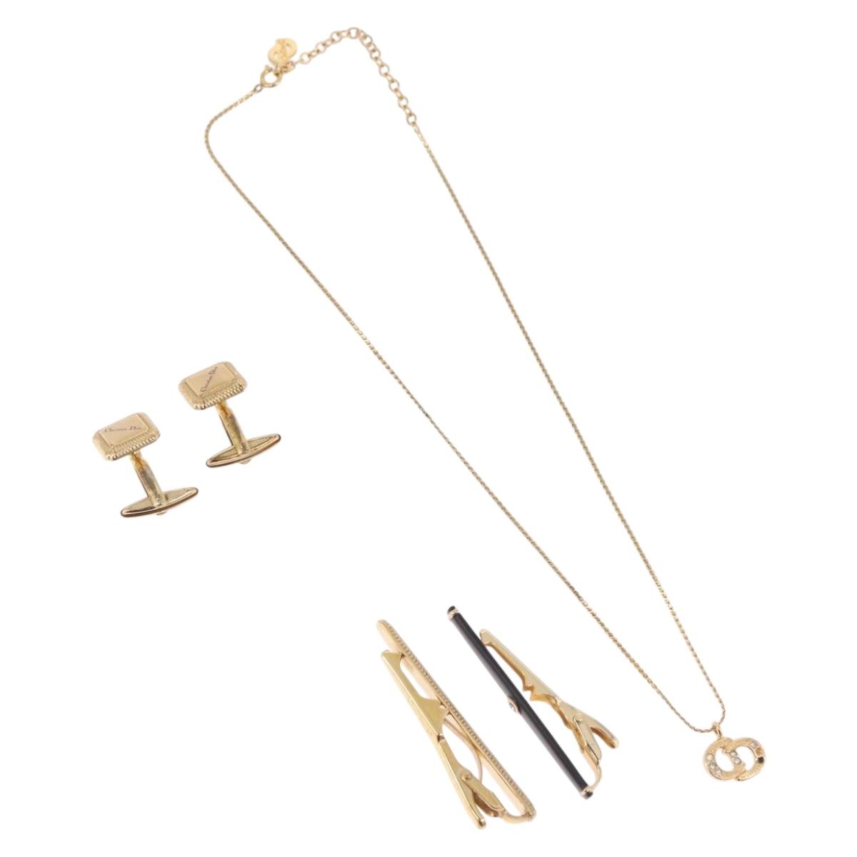 Christian Dior Necklace metal 4 Set Gold Tone Auth BA13645