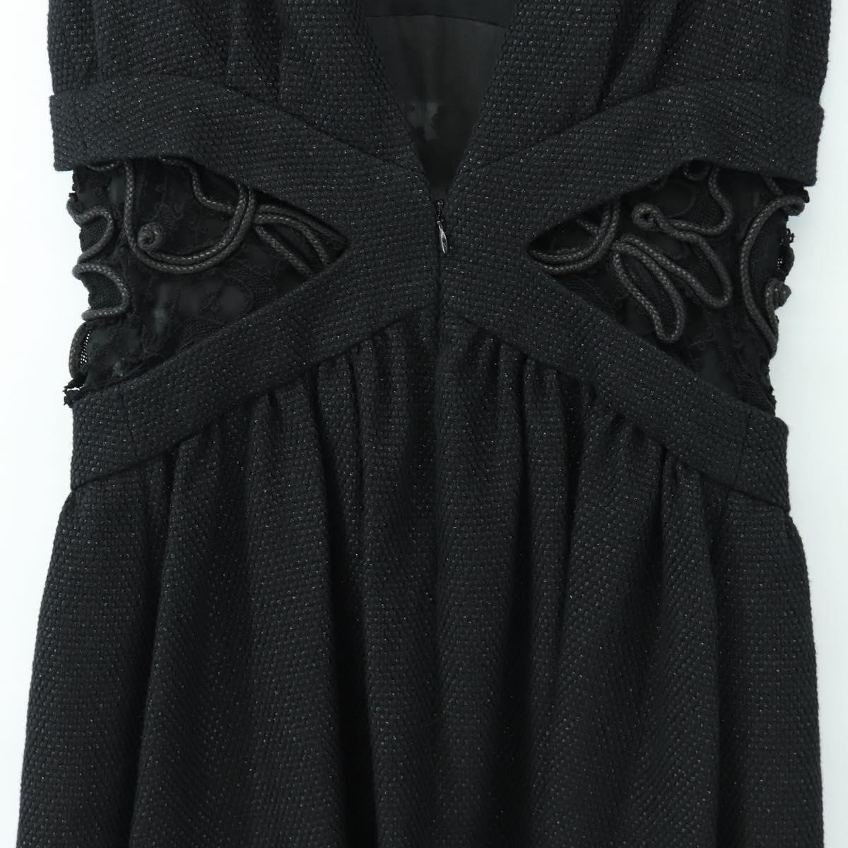 CHANEL Dress Wool Black CC Auth BA13646SAM