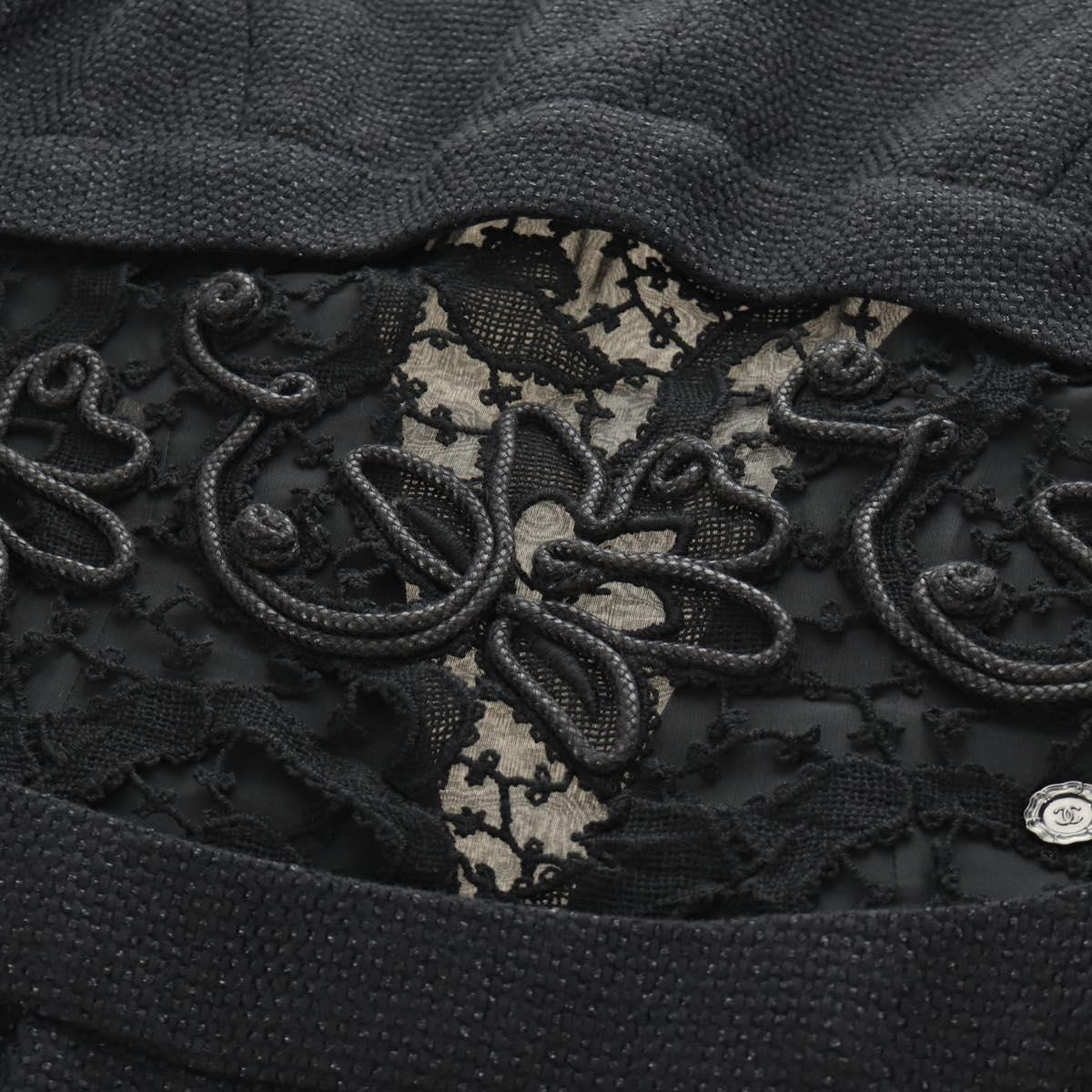 CHANEL Dress Wool Black CC Auth BA13646SAM