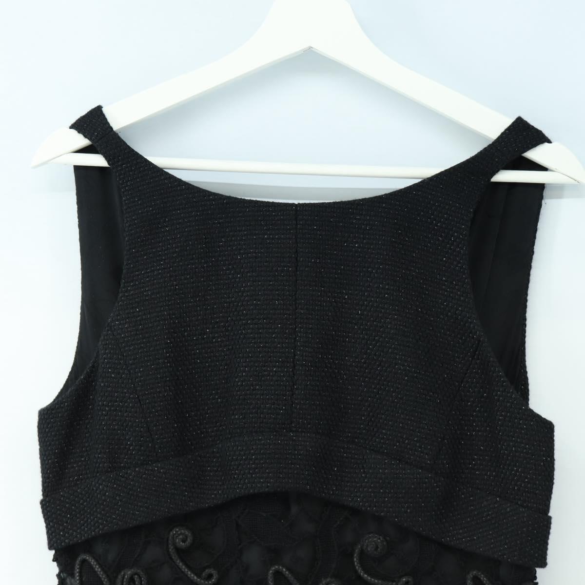 CHANEL Dress Wool Black CC Auth BA13646SAM