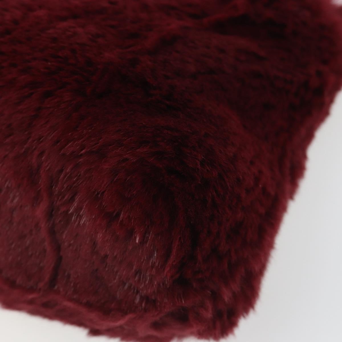 CHANEL Chain Shoulder Bag Fur Red CC Auth BA13649V