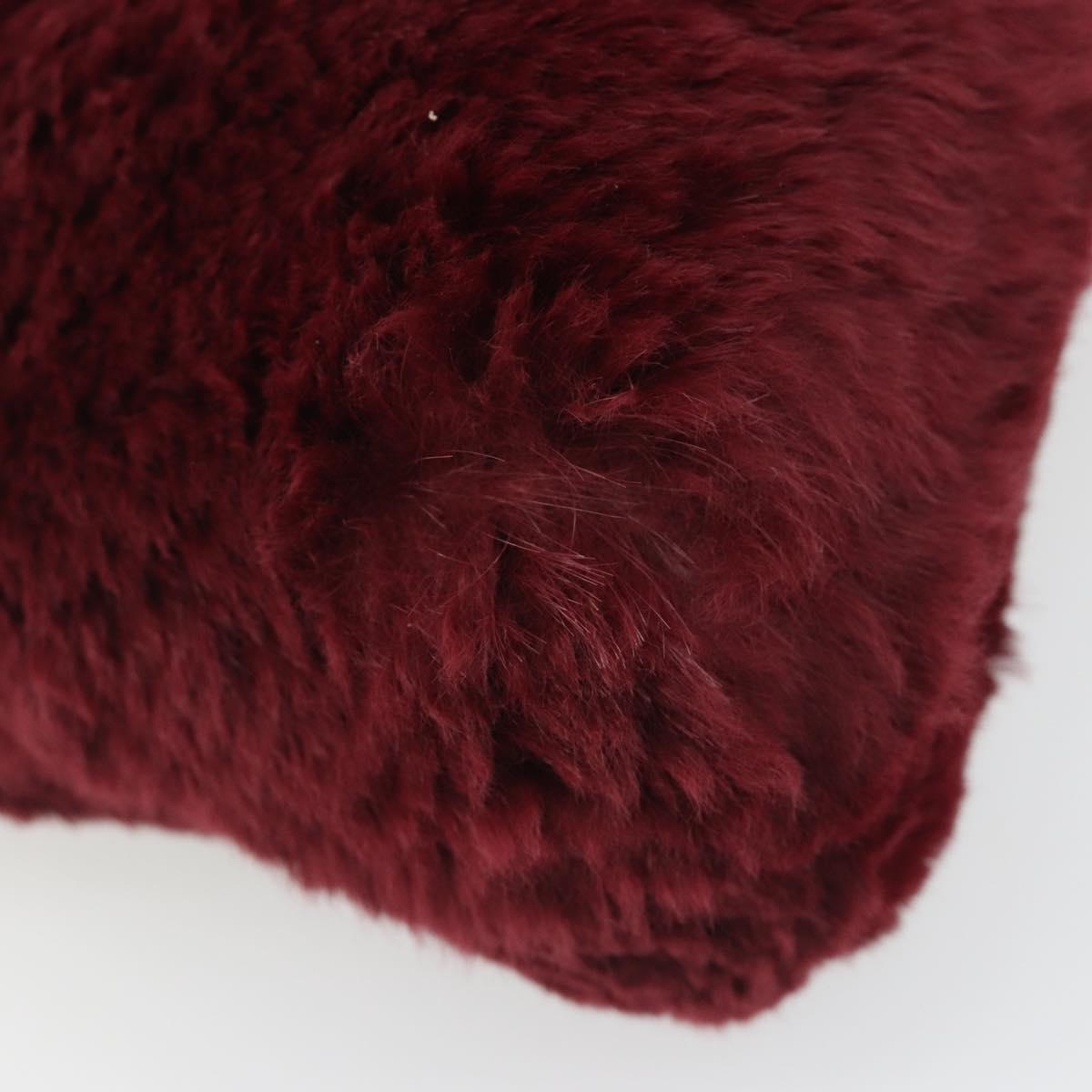 CHANEL Chain Shoulder Bag Fur Red CC Auth BA13649V