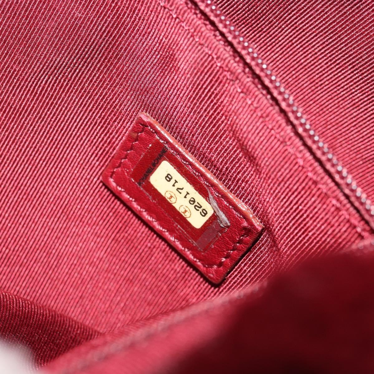 CHANEL Chain Shoulder Bag Fur Red CC Auth BA13649V