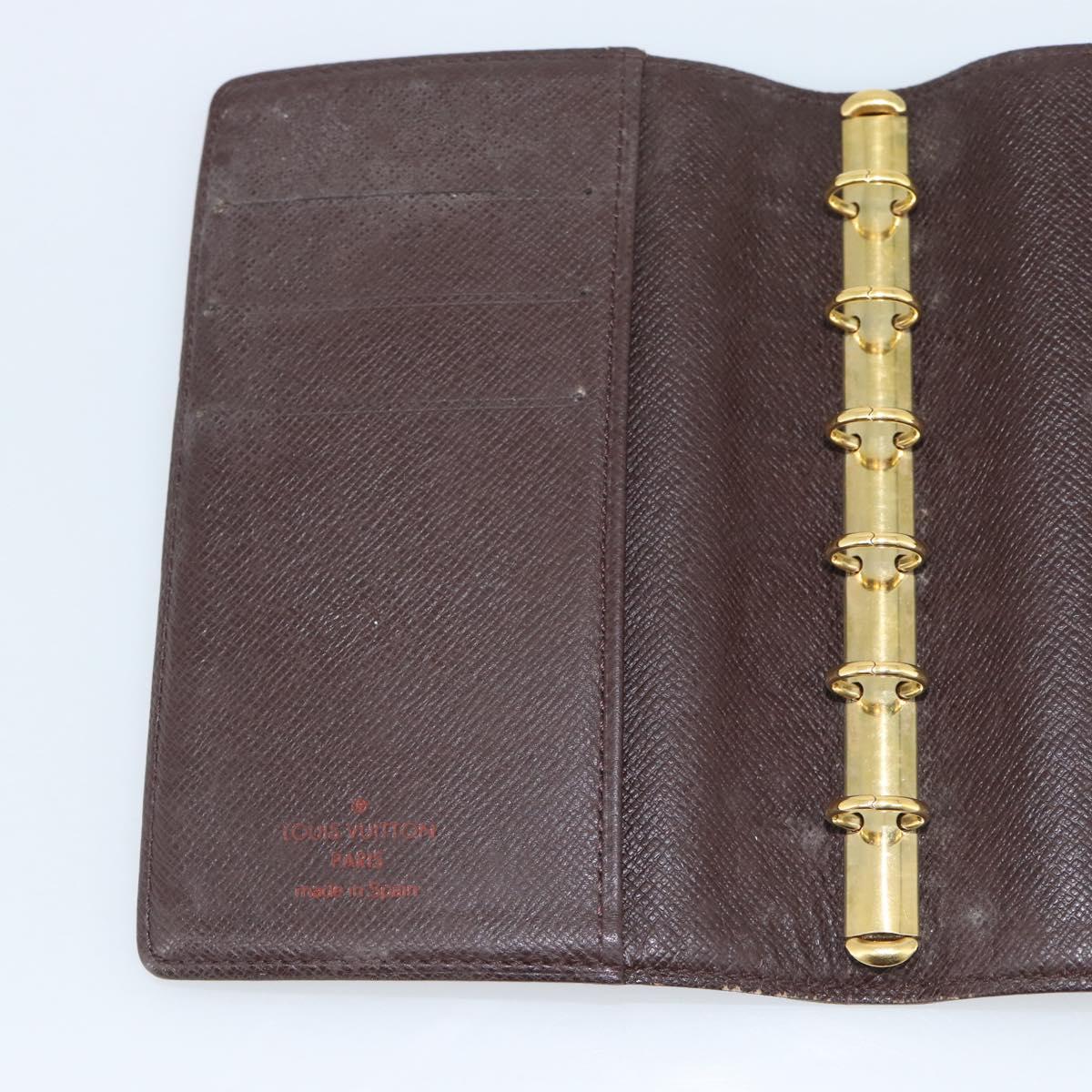 LOUIS VUITTON Damier Ebene Agenda PM Day Planner Cover R20700 LV Auth BA13650