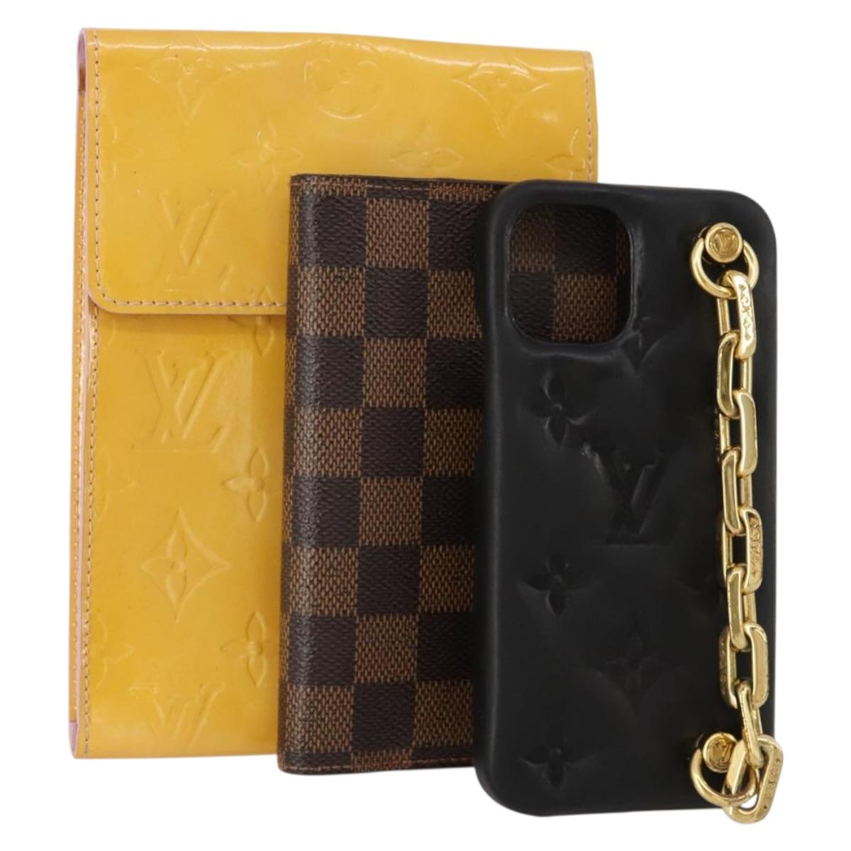 LOUIS VUITTON Monogram Vernis Planner 3 Set Beige  black LV Auth BA13651