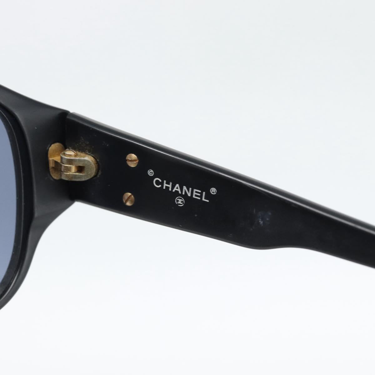 CHANEL Sunglasses plastic Black Gold CC Auth BA13653