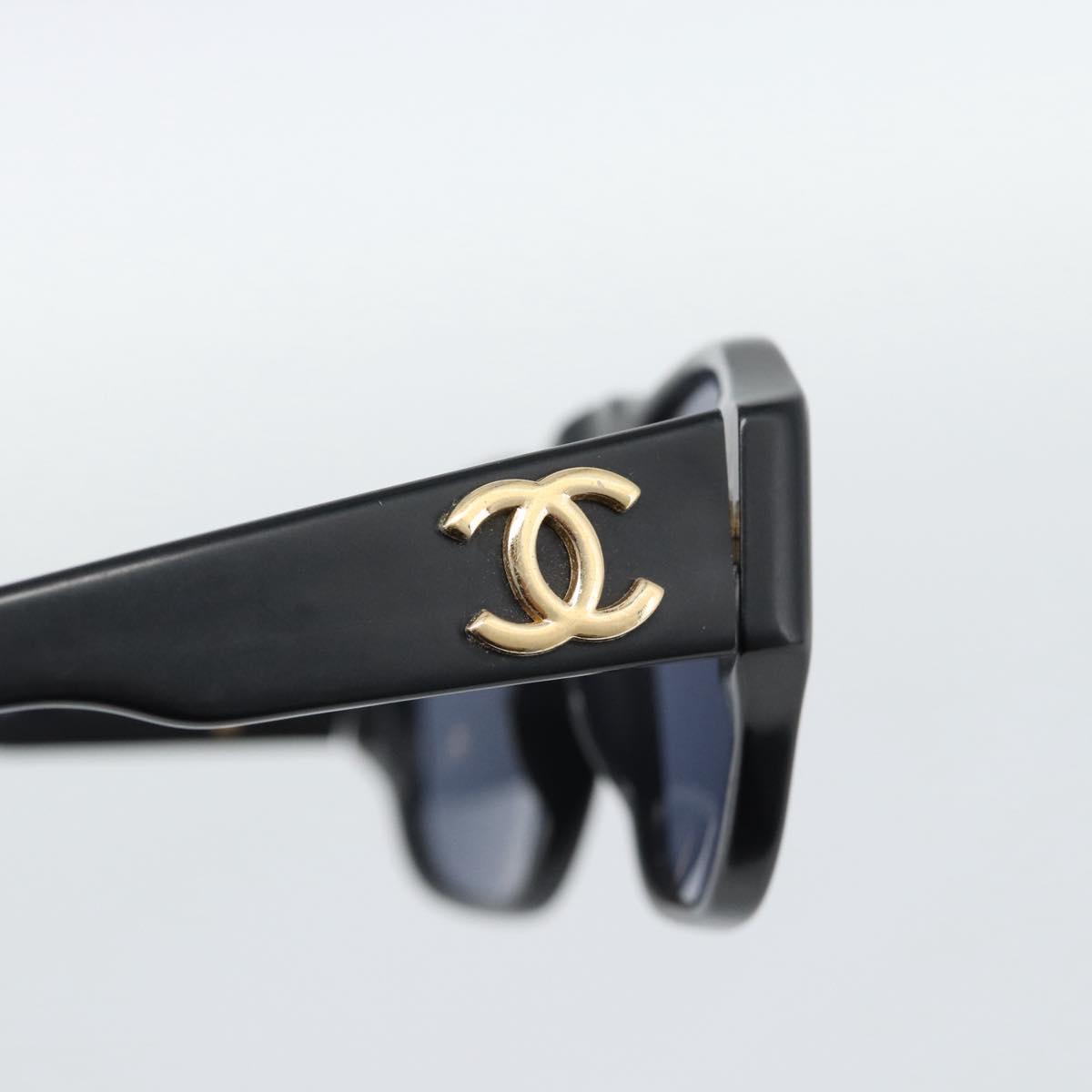 CHANEL Sunglasses plastic Black Gold CC Auth BA13653