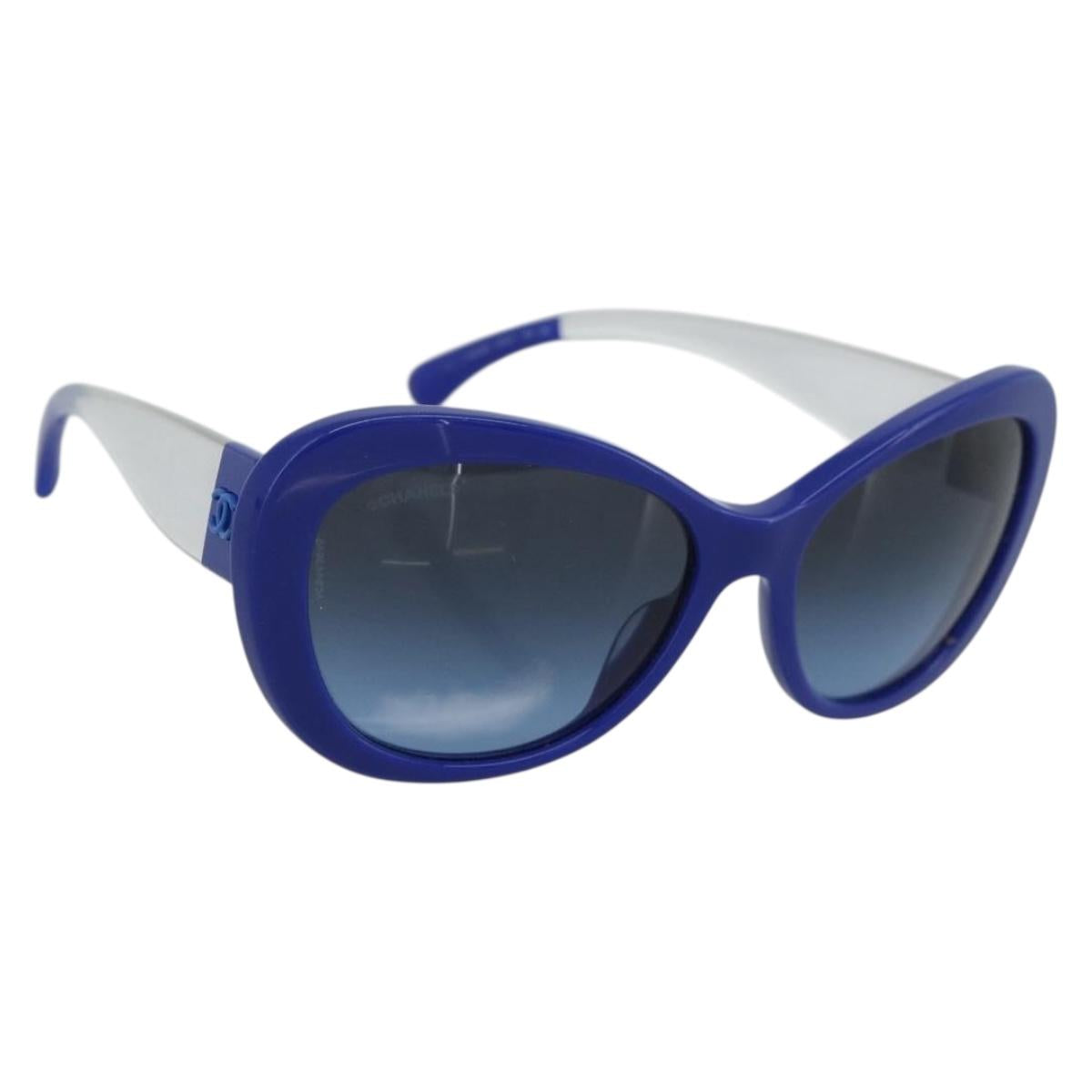 CHANEL Sunglasses Plastic Blue CC Auth BA13654