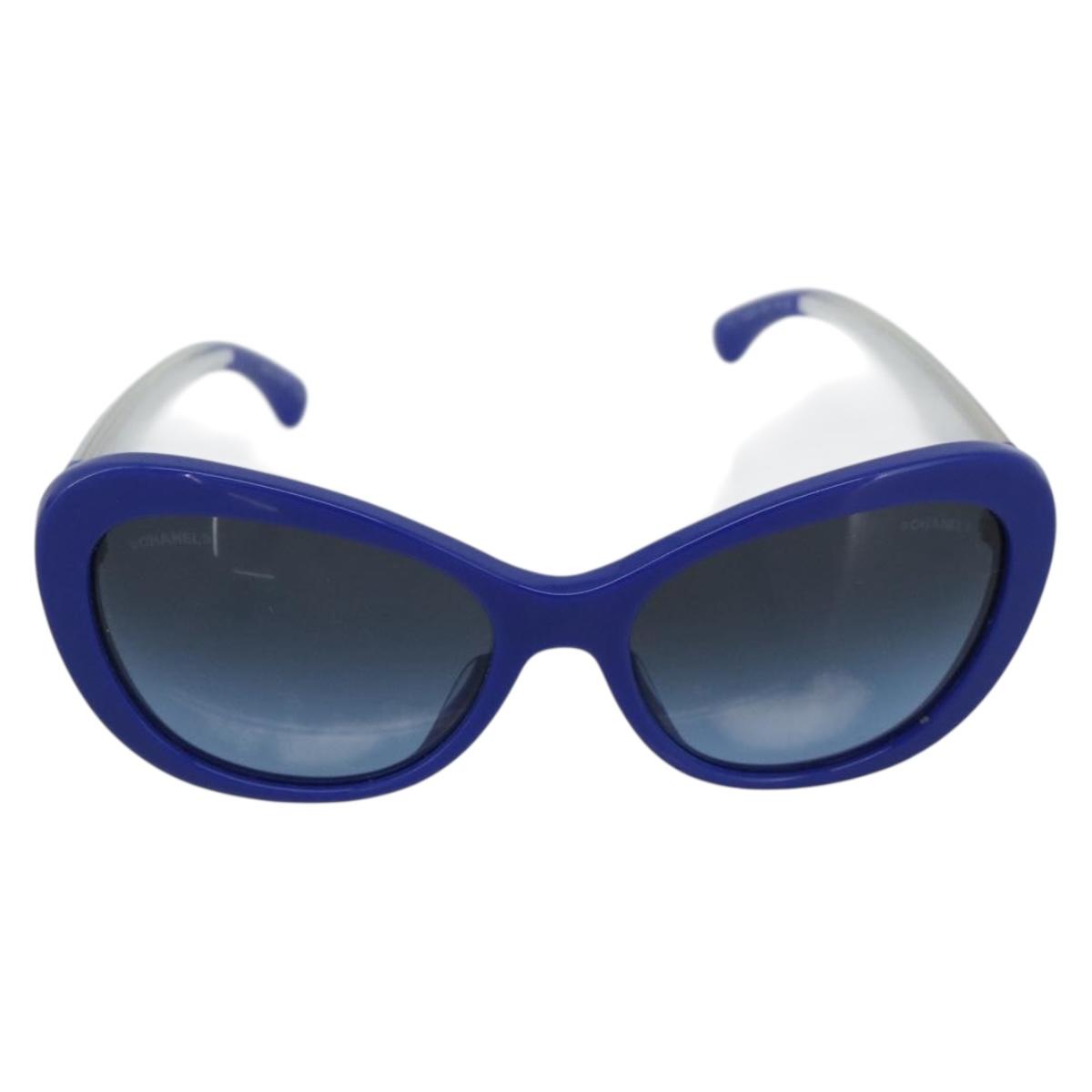 CHANEL Sunglasses Plastic Blue CC Auth BA13654