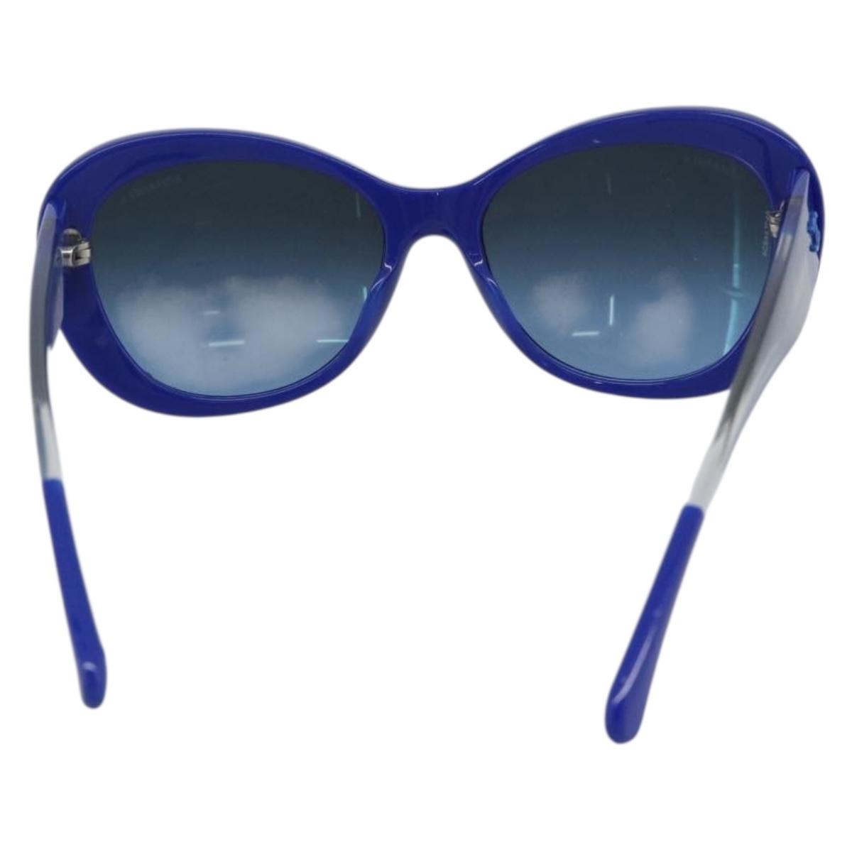 CHANEL Sunglasses Plastic Blue CC Auth BA13654
