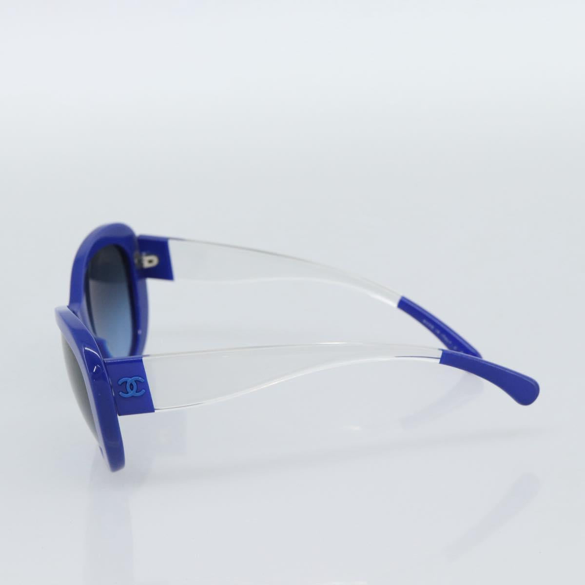 CHANEL Sunglasses Plastic Blue CC Auth BA13654