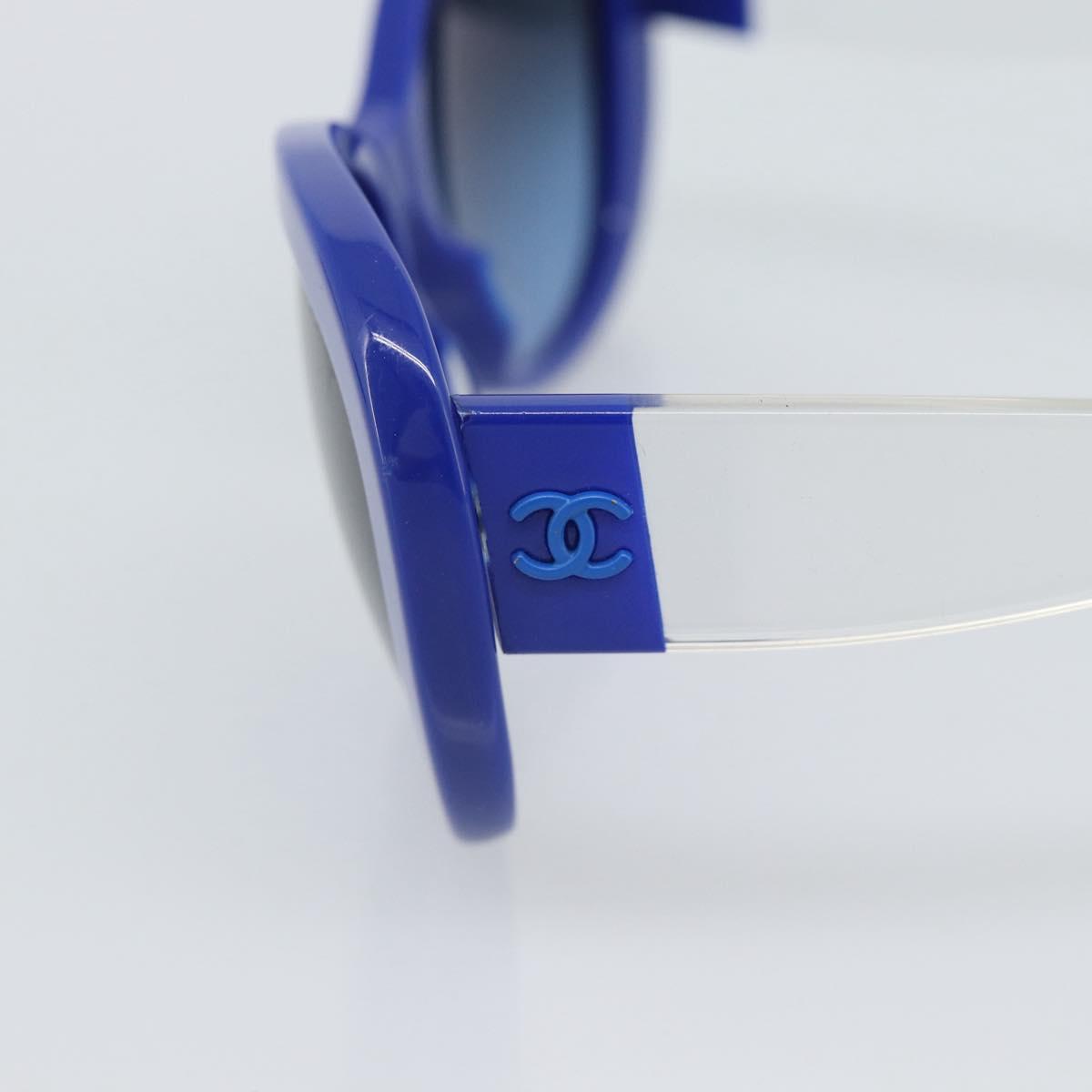 CHANEL Sunglasses Plastic Blue CC Auth BA13654
