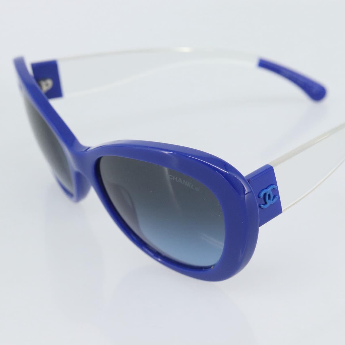 CHANEL Sunglasses Plastic Blue CC Auth BA13654