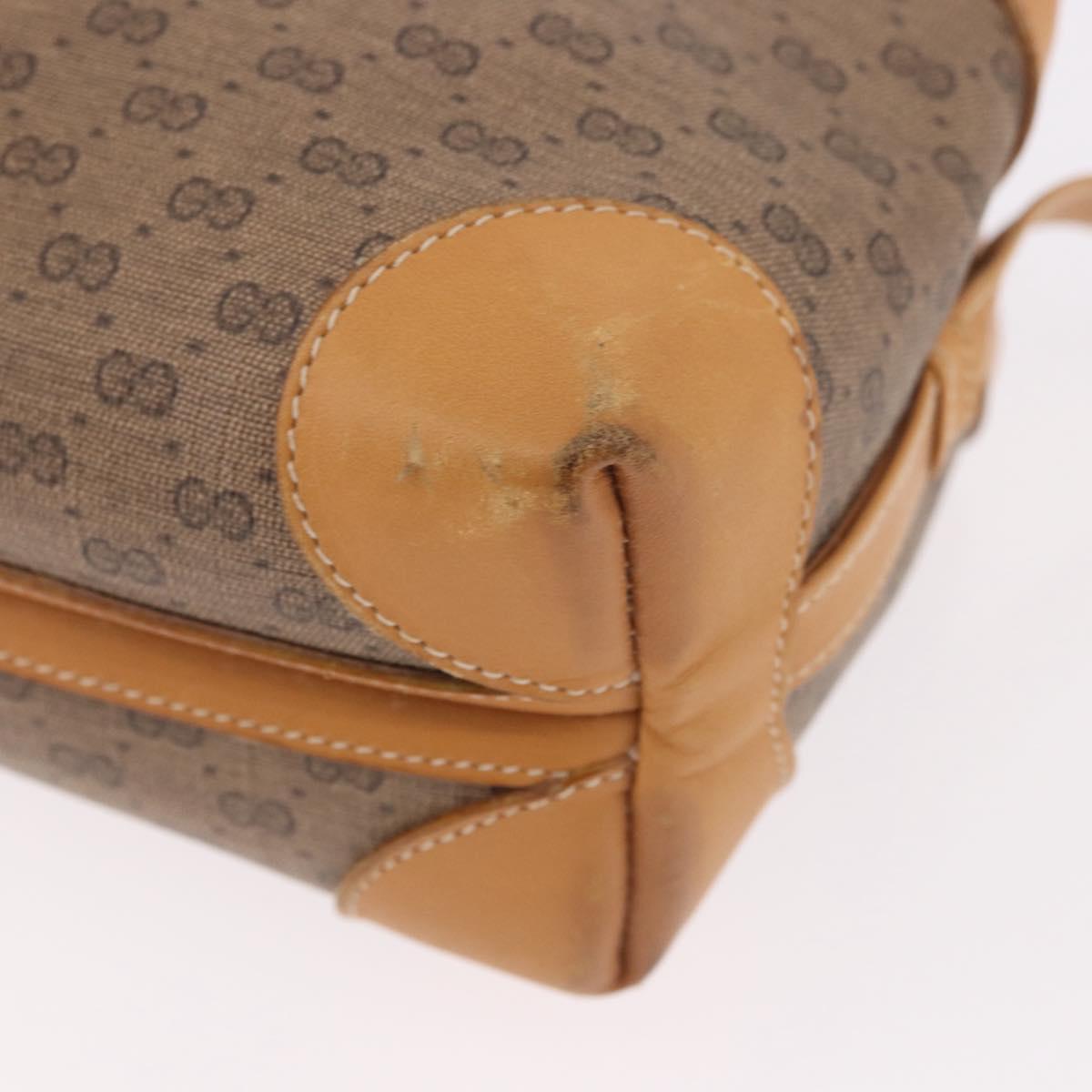 GUCCI Micro GG Supreme Shoulder Bag PVC Beige Gold Auth BA13656