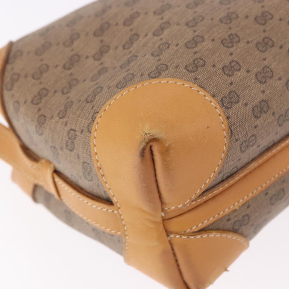 GUCCI Micro GG Supreme Shoulder Bag PVC Beige Gold Auth BA13656