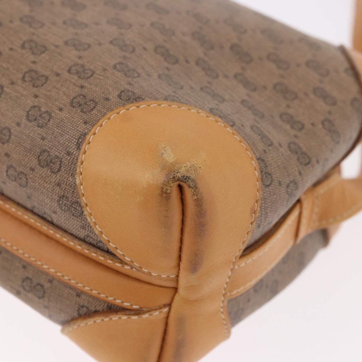 GUCCI Micro GG Supreme Shoulder Bag PVC Beige Gold Auth BA13656
