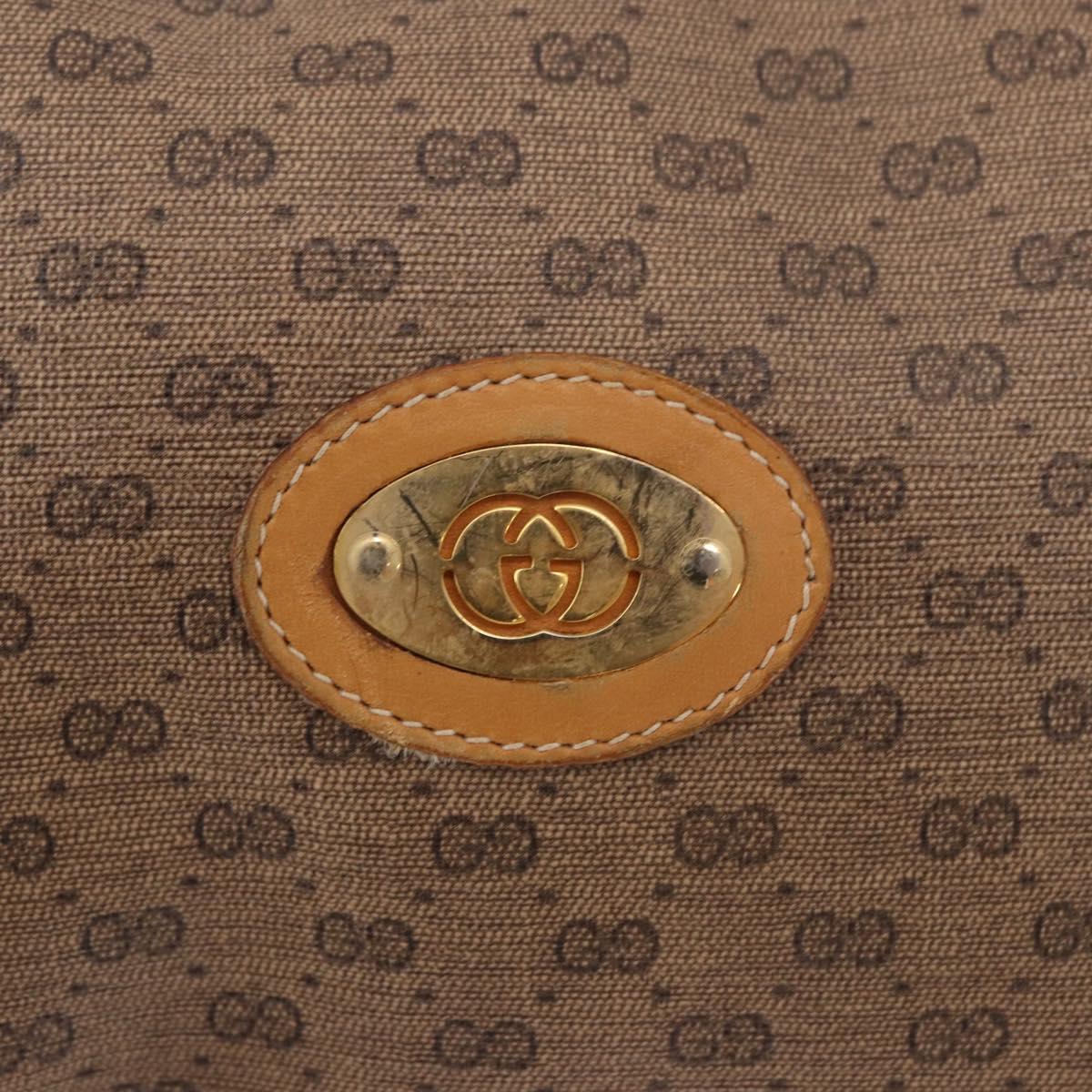 GUCCI Micro GG Supreme Shoulder Bag PVC Beige Gold Auth BA13656