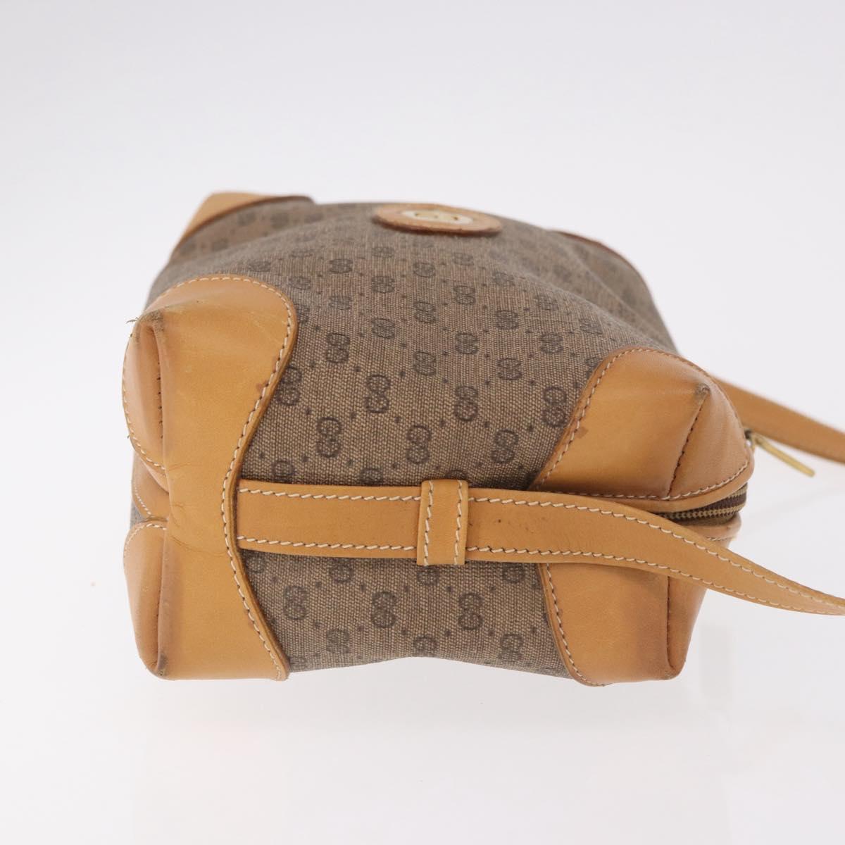 GUCCI Micro GG Supreme Shoulder Bag PVC Beige Gold Auth BA13656