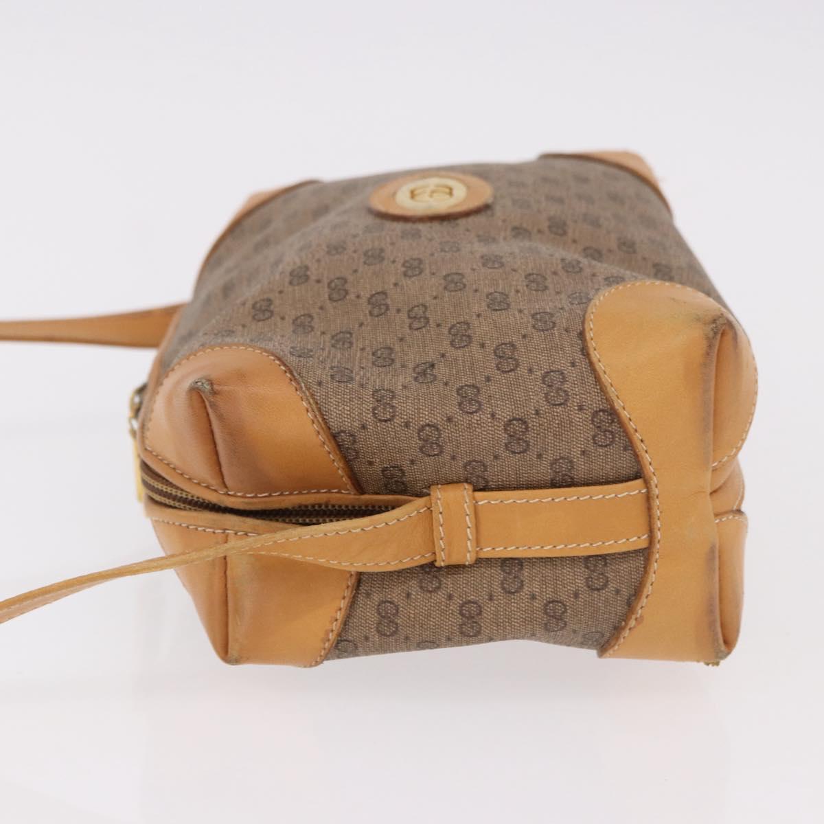 GUCCI Micro GG Supreme Shoulder Bag PVC Beige Gold Auth BA13656