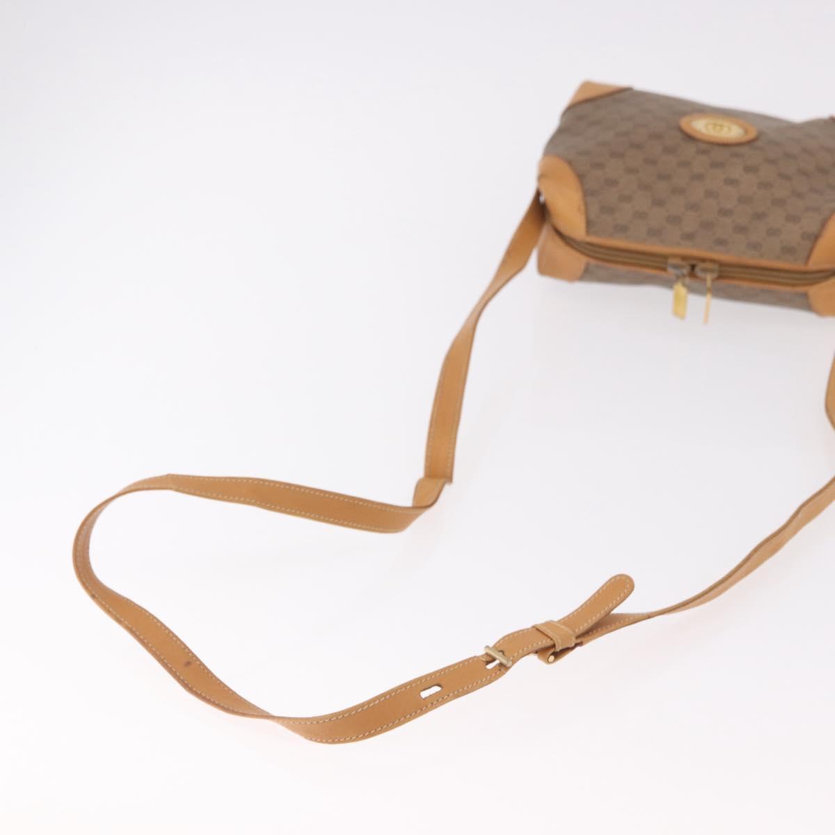 GUCCI Micro GG Supreme Shoulder Bag PVC Beige Gold Auth BA13656