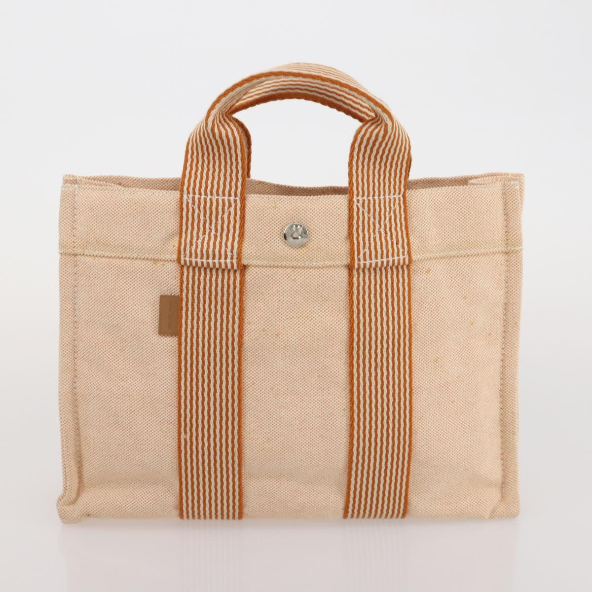 HERMES Fourre Tout Hand Bag Cotton 4 Set Navy Orange gray Auth BA13658