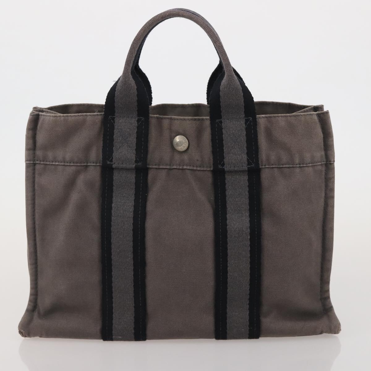 HERMES Fourre Tout Hand Bag Cotton 4 Set Navy Orange gray Auth BA13658