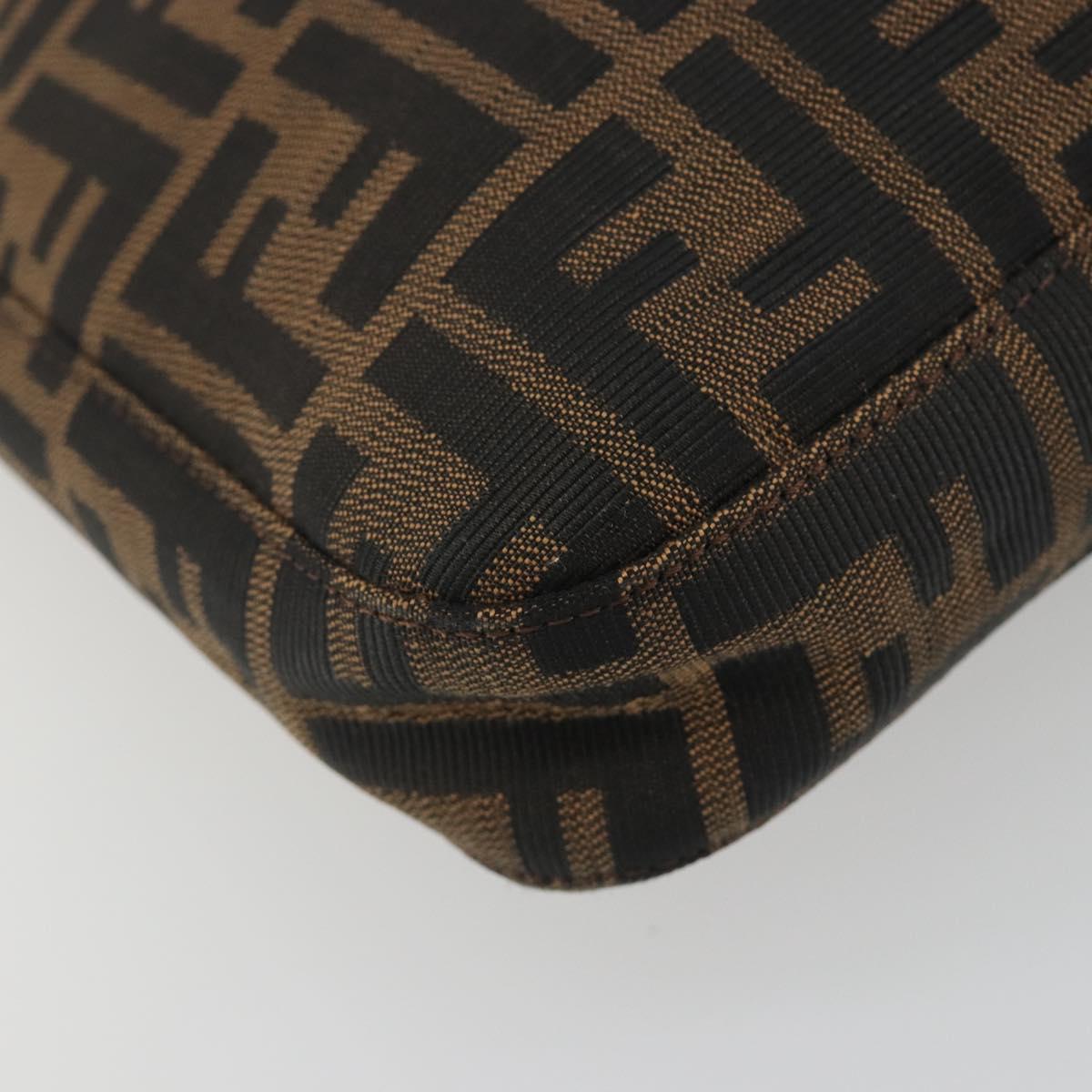 FENDI Zucca Canvas Mamma Baguette Shoulder Bag Brown Black Auth BA13674V