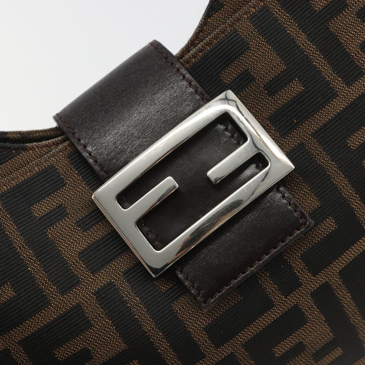 FENDI Zucca Canvas Mamma Baguette Shoulder Bag Brown Black Auth BA13674V