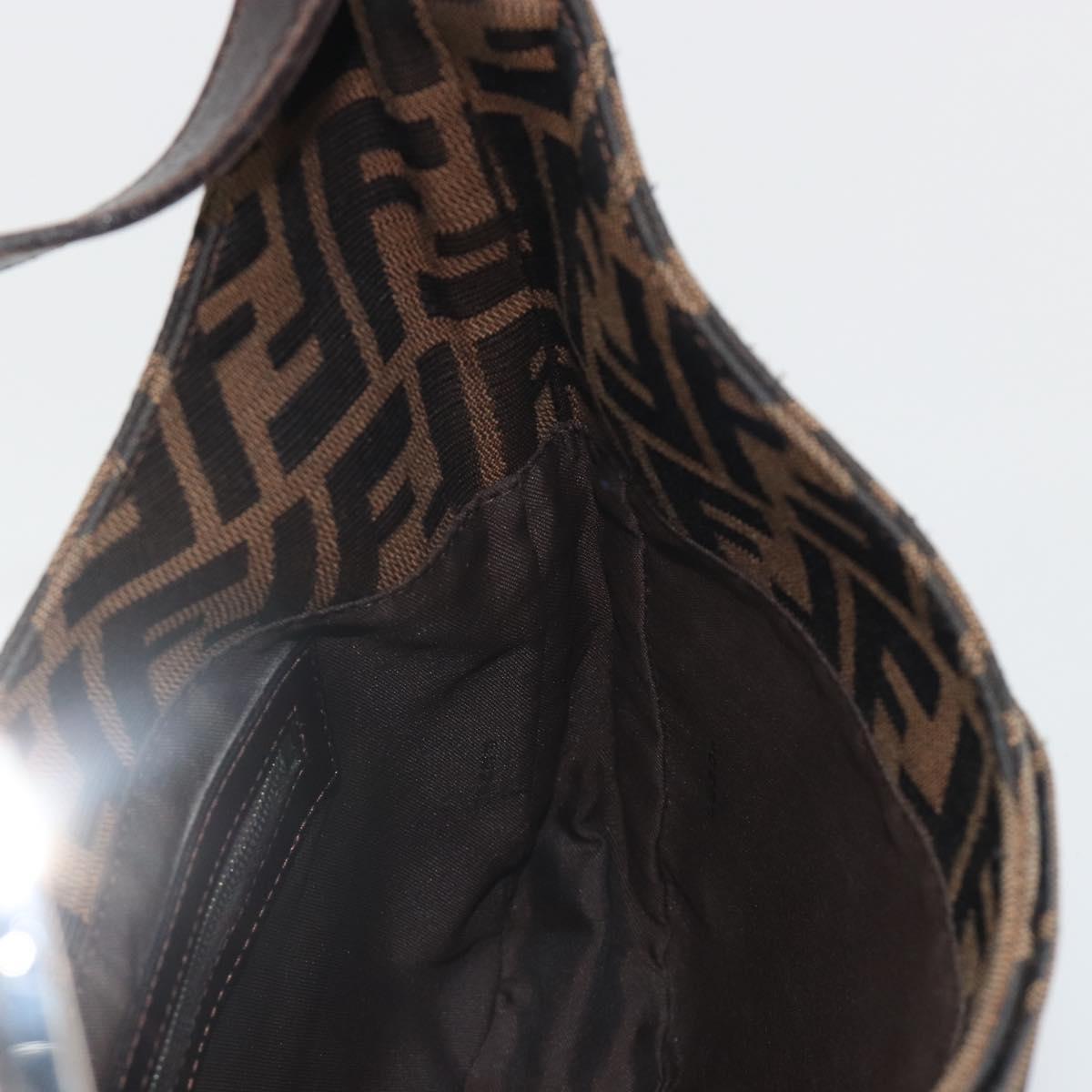 FENDI Zucca Canvas Mamma Baguette Shoulder Bag Brown Black Auth BA13674V