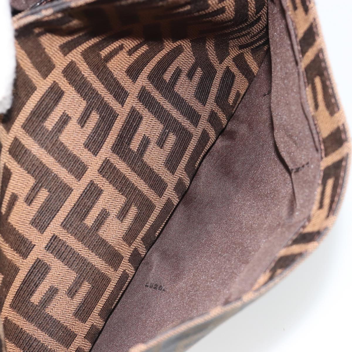FENDI Zucca Canvas Mamma Baguette Shoulder Bag Brown Black Auth BA13674V
