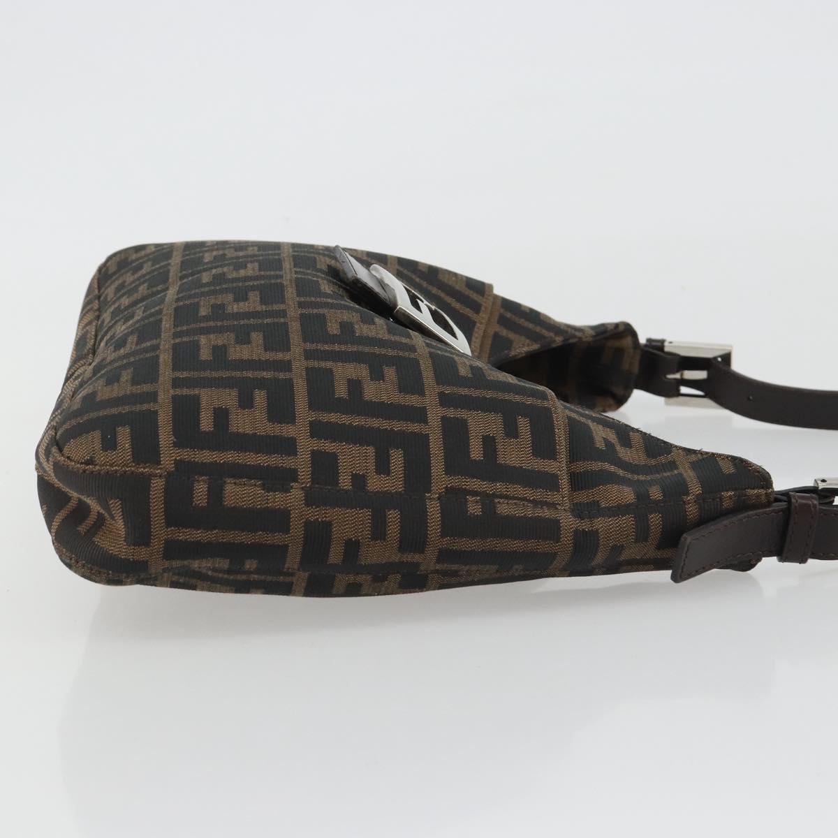 FENDI Zucca Canvas Mamma Baguette Shoulder Bag Brown Black Auth BA13674V