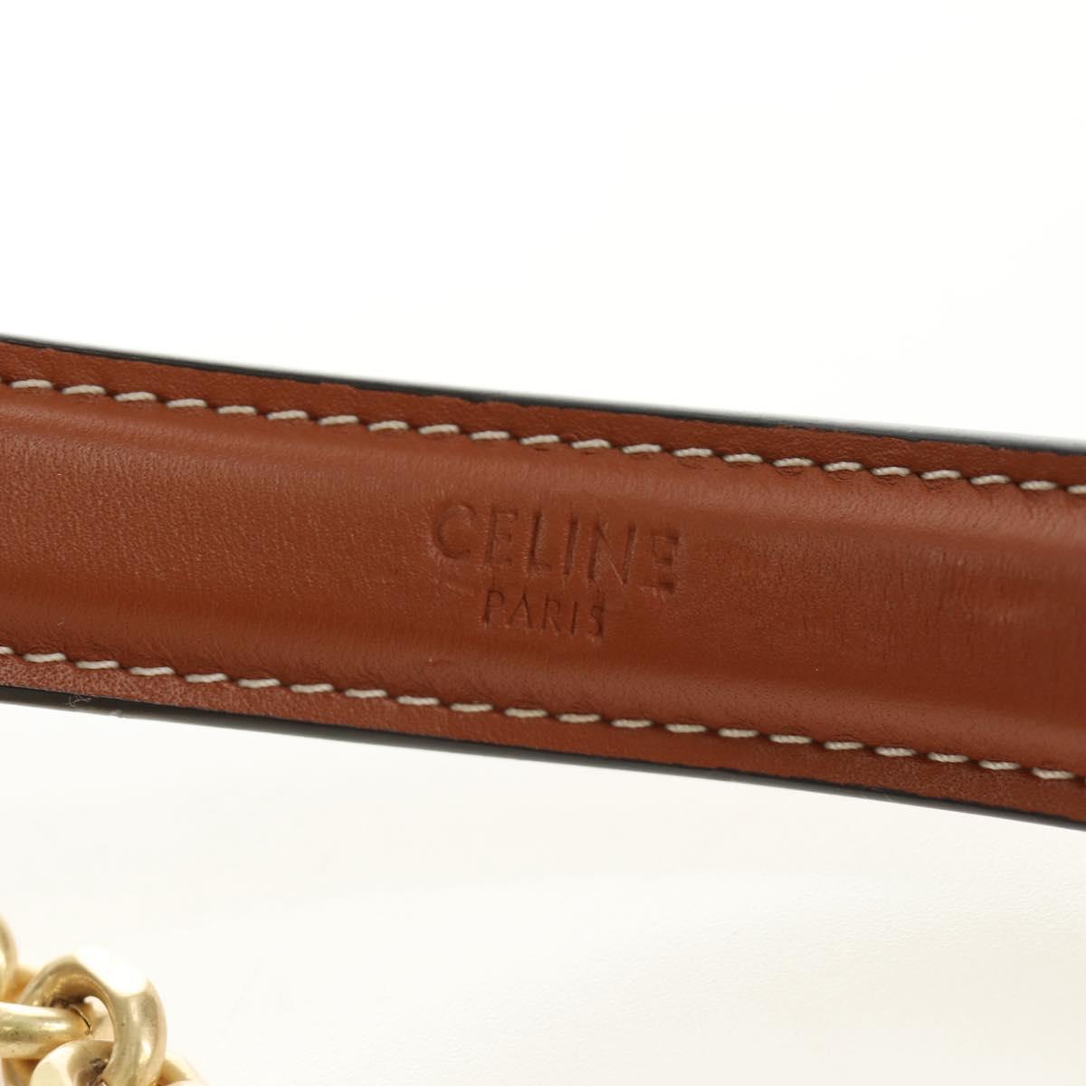 CELINE Triomphe Maillon Chain Shoulder Bag Leather Brown Gold Auth BA13676SAM