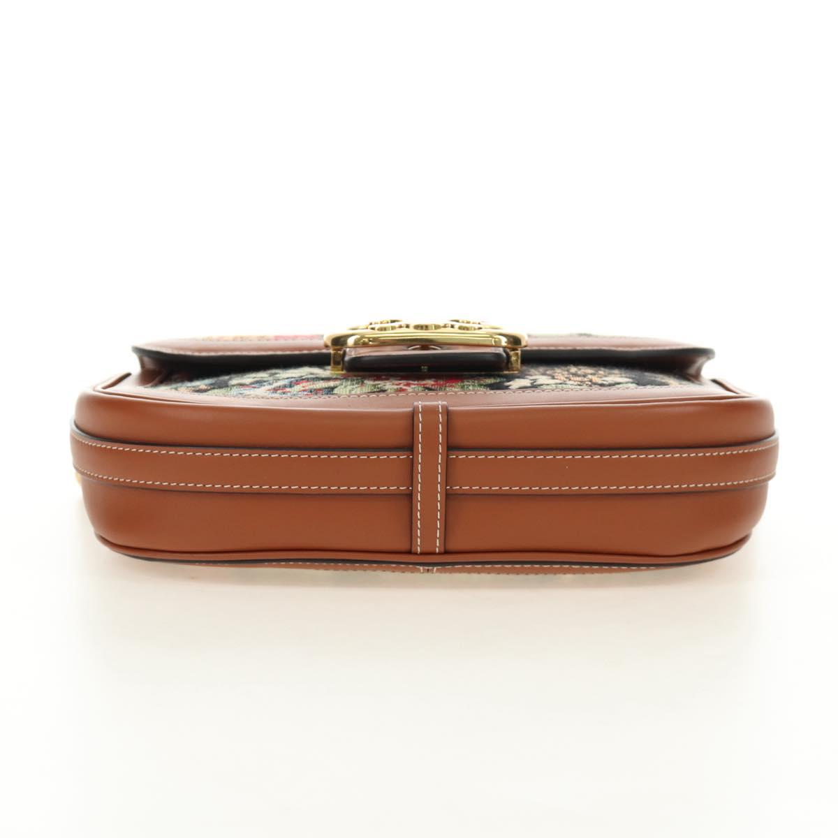 CELINE Triomphe Maillon Chain Shoulder Bag Leather Brown Gold Auth BA13676SAM