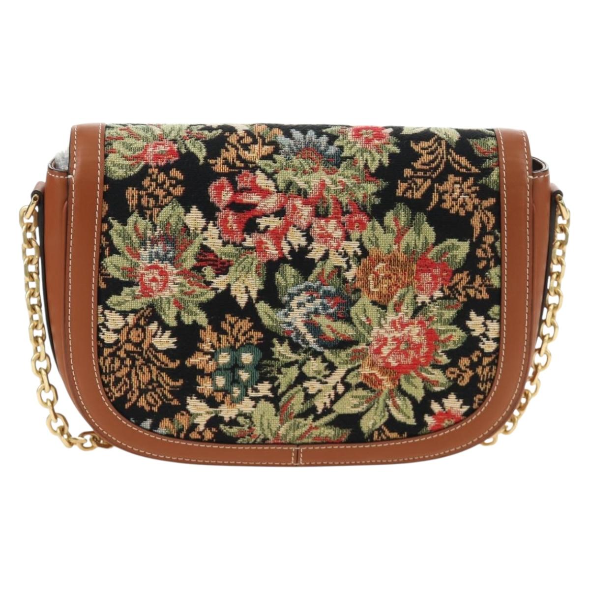 CELINE Triomphe Maillon Chain Shoulder Bag Leather Brown Gold Auth BA13676SAM