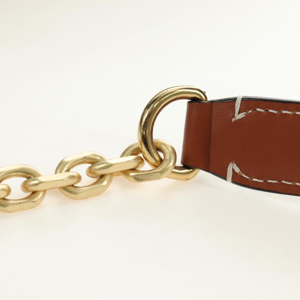 CELINE Triomphe Maillon Chain Shoulder Bag Leather Brown Gold Auth BA13676SAM
