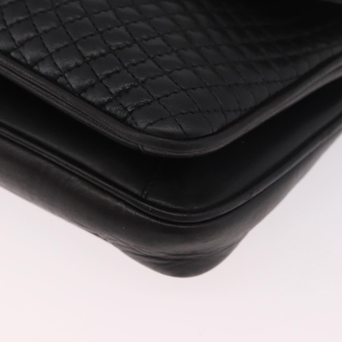 BALLY Chain Shoulder Bag Leather Black Gold Auth BA13679A