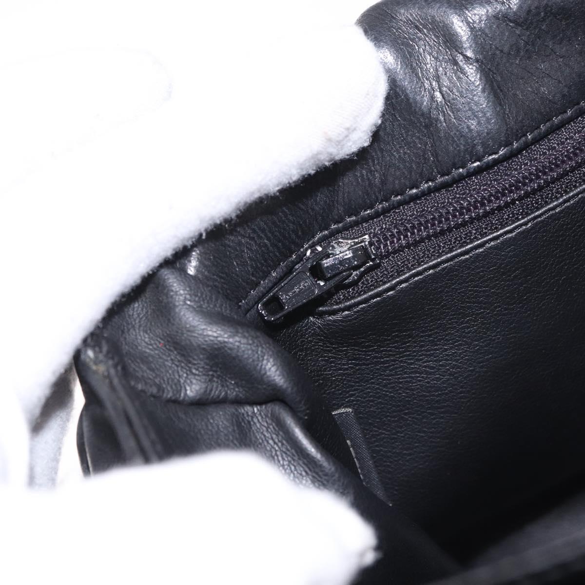 BALLY Chain Shoulder Bag Leather Black Gold Auth BA13679A