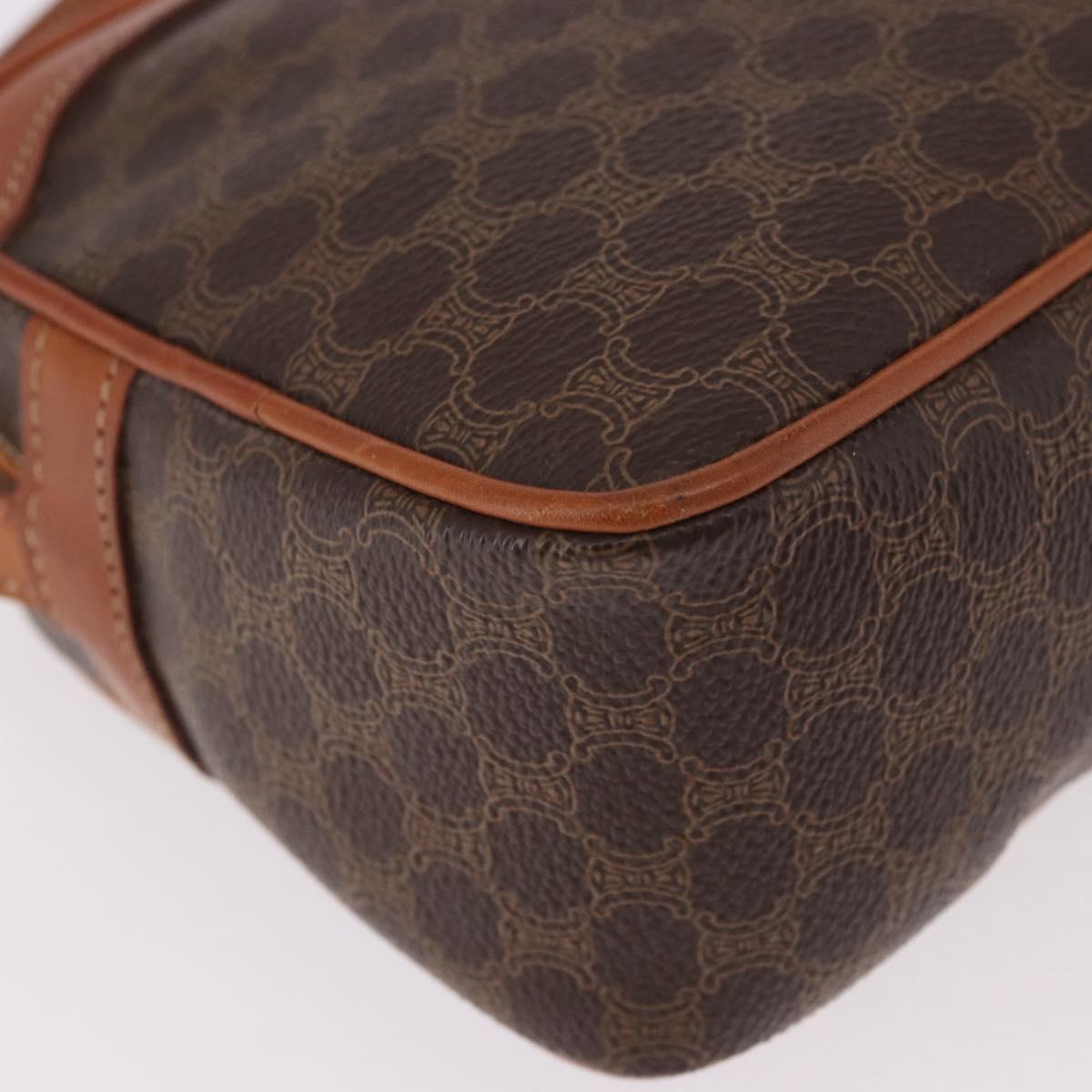 CELINE Macadam Canvas Shoulder Bag PVC Leather Brown Gold Auth BA13680A