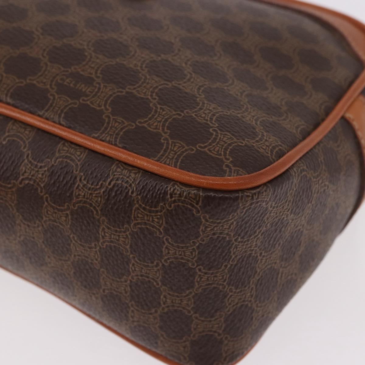 CELINE Macadam Canvas Shoulder Bag PVC Leather Brown Gold Auth BA13680A