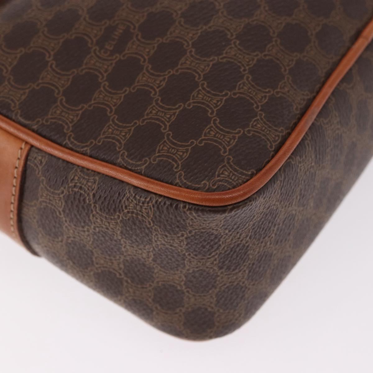 CELINE Macadam Canvas Shoulder Bag PVC Leather Brown Gold Auth BA13680A