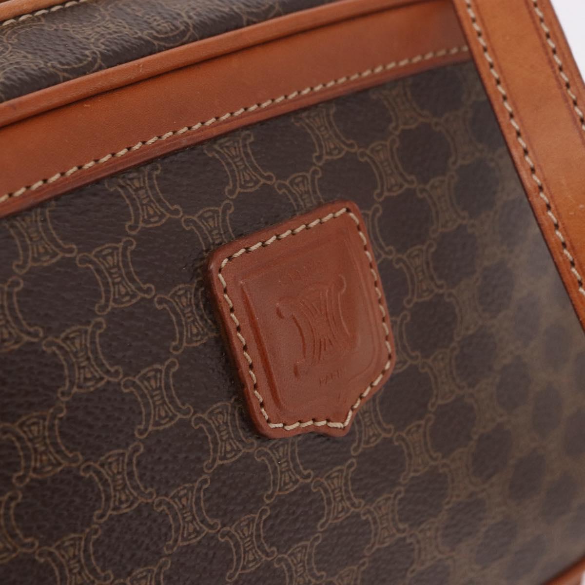 CELINE Macadam Canvas Shoulder Bag PVC Leather Brown Gold Auth BA13680A
