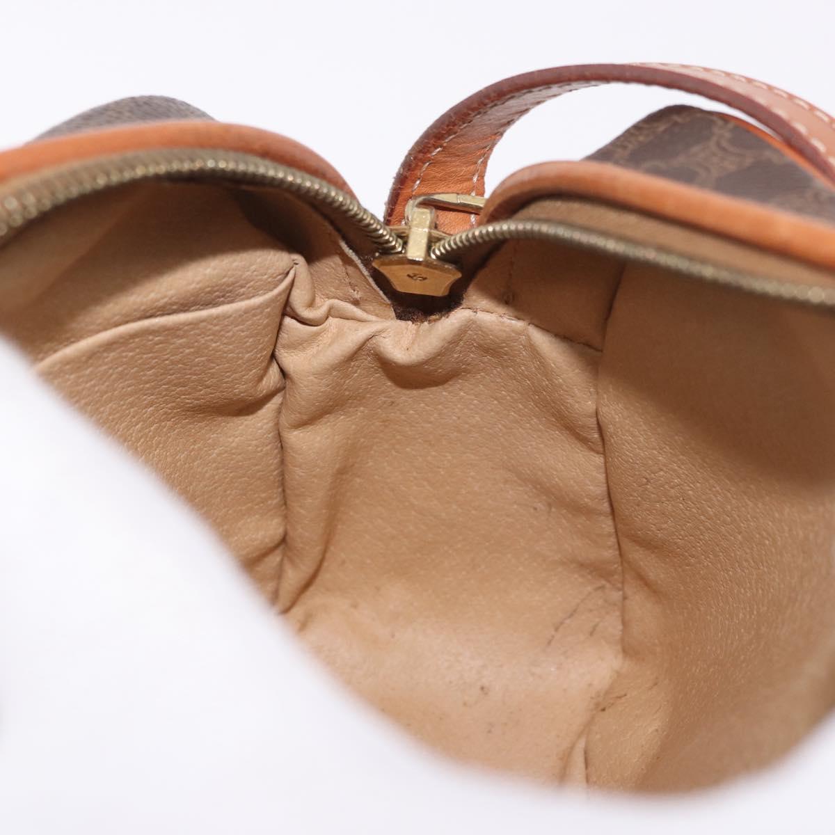 CELINE Macadam Canvas Shoulder Bag PVC Leather Brown Gold Auth BA13680A