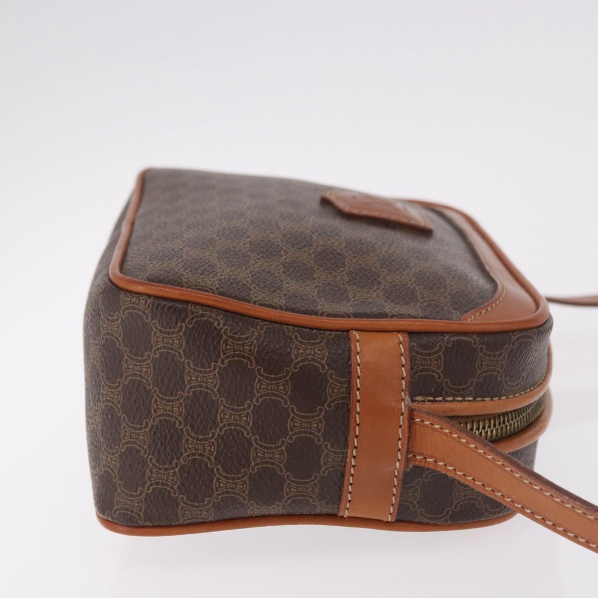 CELINE Macadam Canvas Shoulder Bag PVC Leather Brown Gold Auth BA13680A