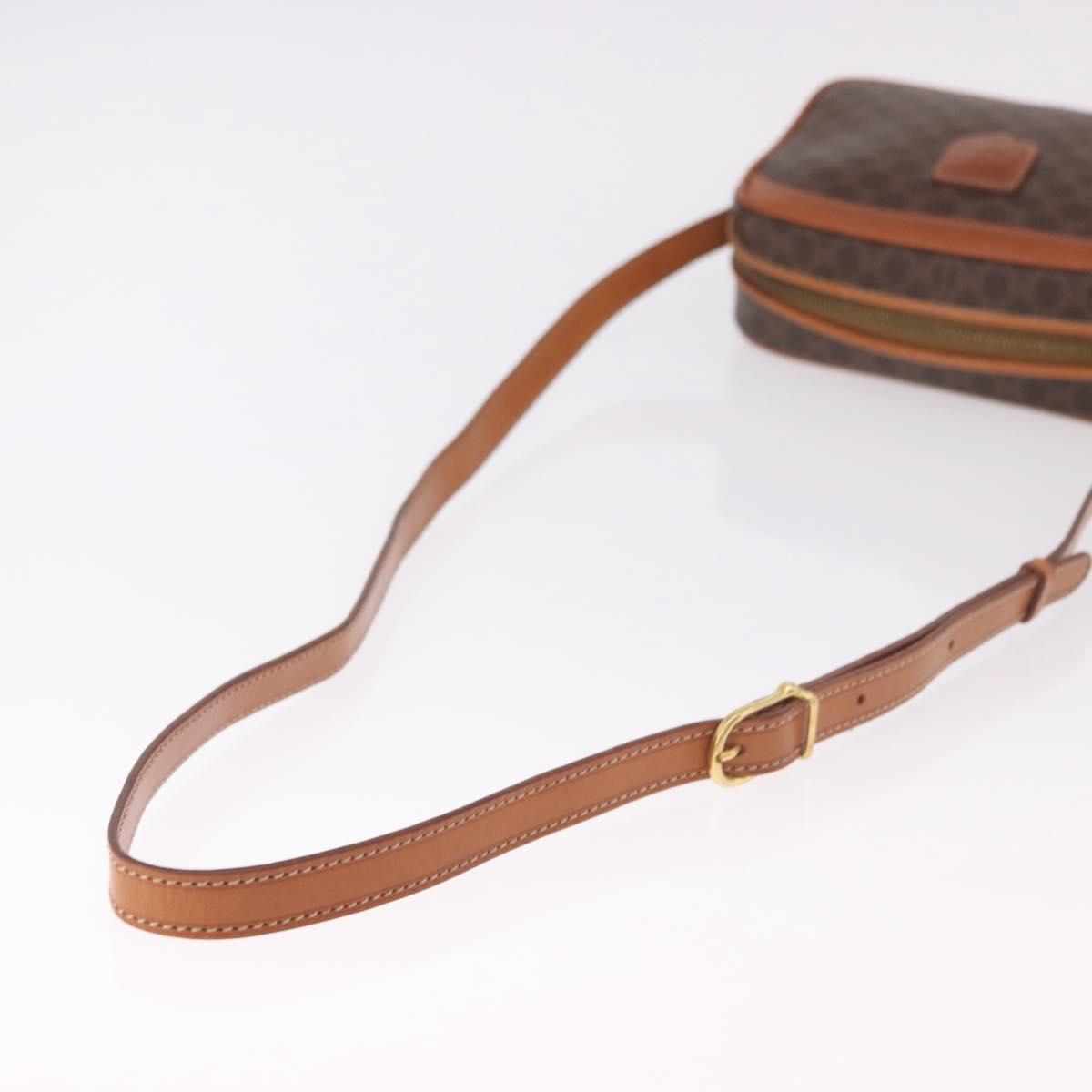 CELINE Macadam Canvas Shoulder Bag PVC Leather Brown Gold Auth BA13680A