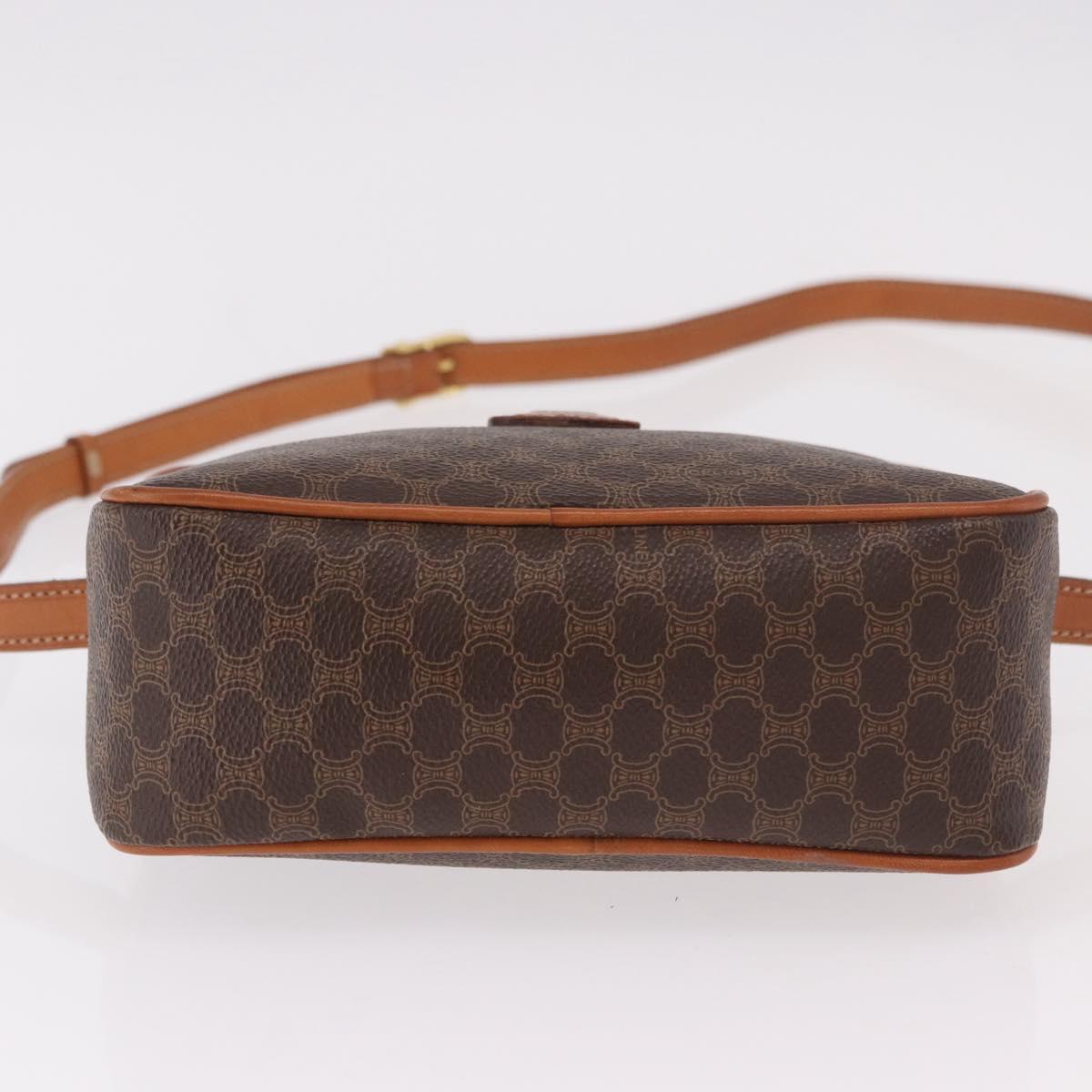 CELINE Macadam Canvas Shoulder Bag PVC Leather Brown Gold Auth BA13680A