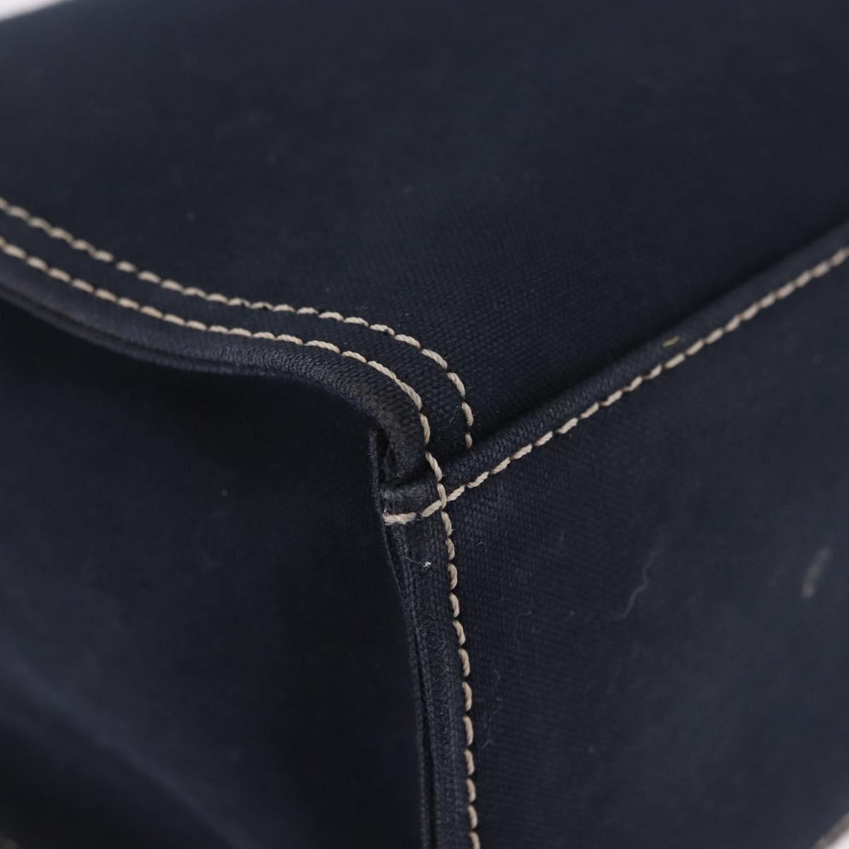FENDI Mamma Baguette Tote Bag Canvas Navy Silver Auth BA13682V