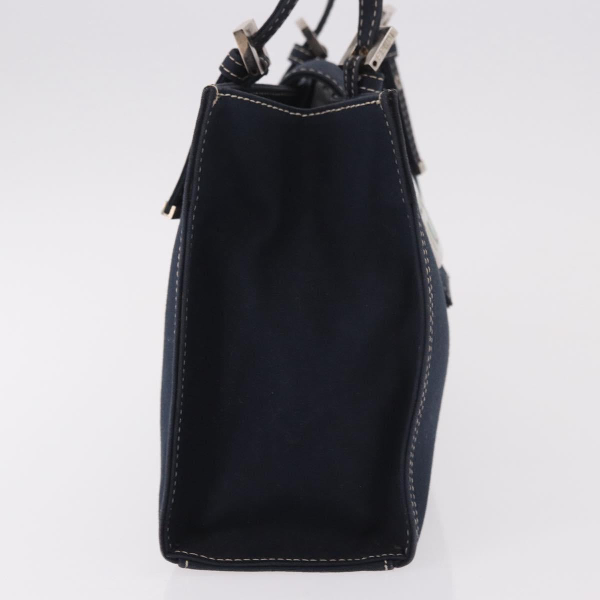 FENDI Mamma Baguette Tote Bag Canvas Navy Silver Auth BA13682V