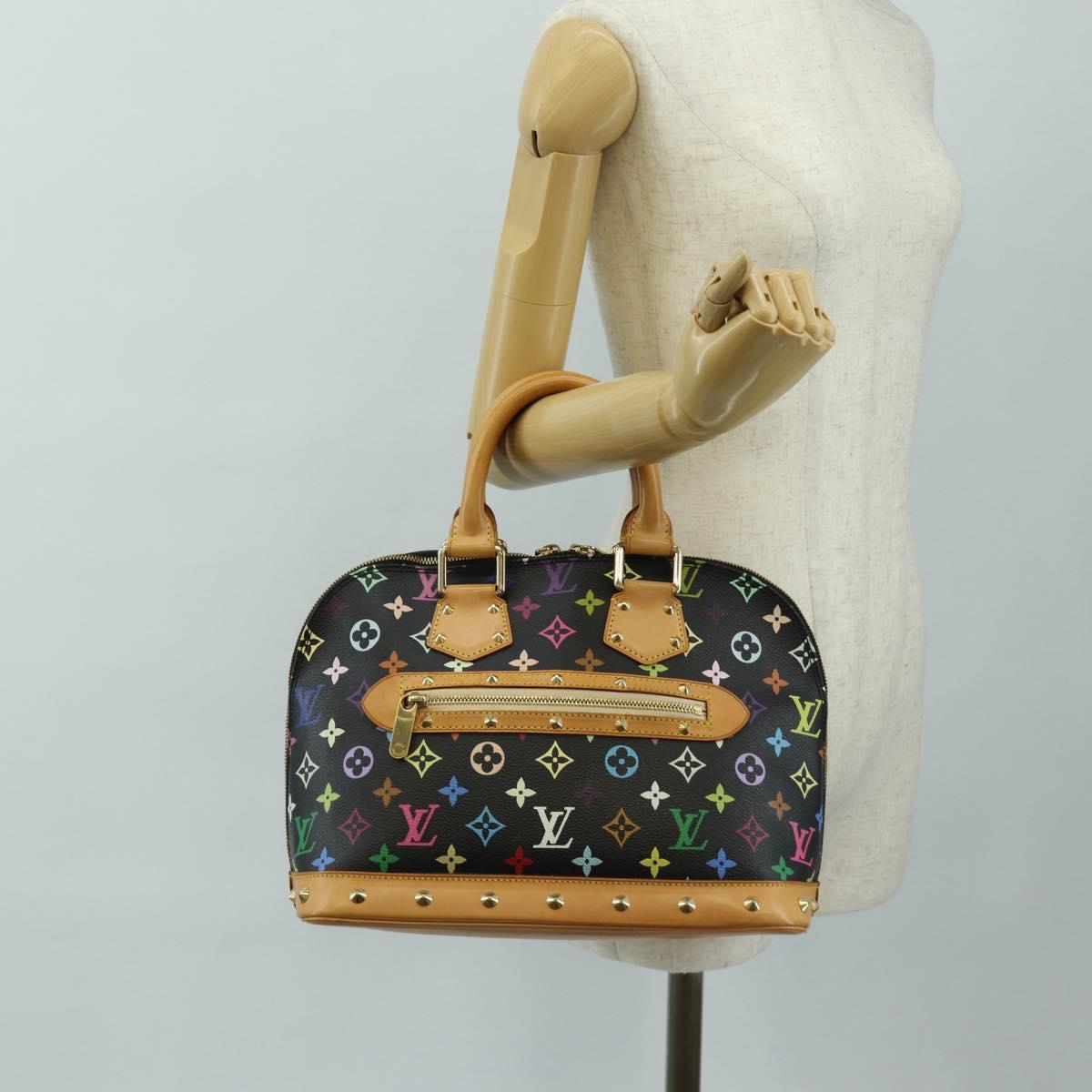 LOUIS VUITTON Monogram Multicolor Alma Hand Bag Black M92646 LV Auth BA13683SAV
