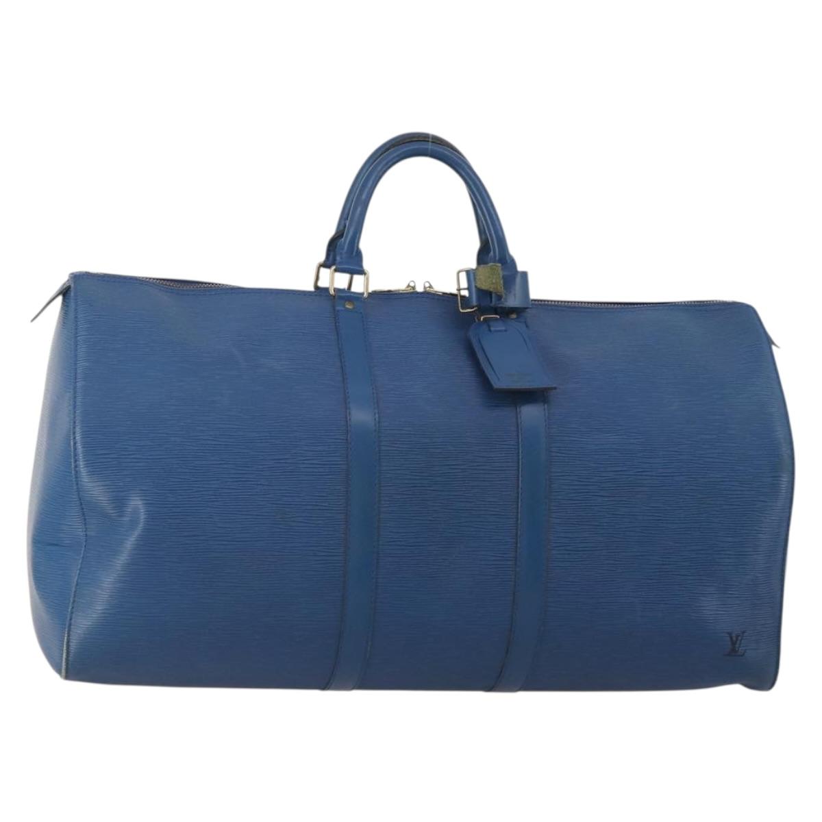 LOUIS VUITTON Epi Keepall 55 Boston Bag Toledo Blue M42955 LV Auth BA13684A