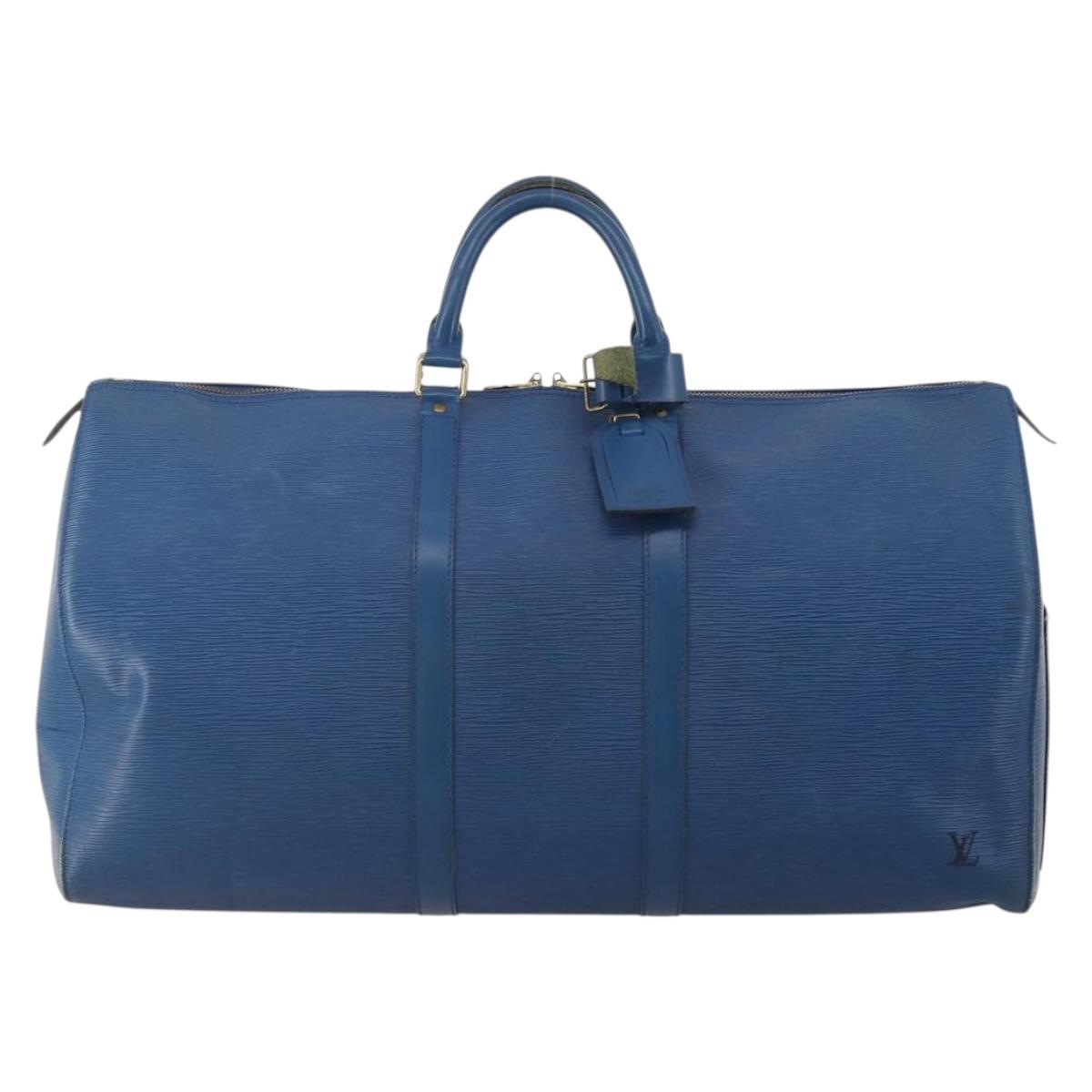 LOUIS VUITTON Epi Keepall 55 Boston Bag Toledo Blue M42955 LV Auth BA13684A